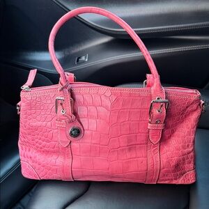 Dooney & Burke Elegant Pink Crocodile-Embossed Handbag